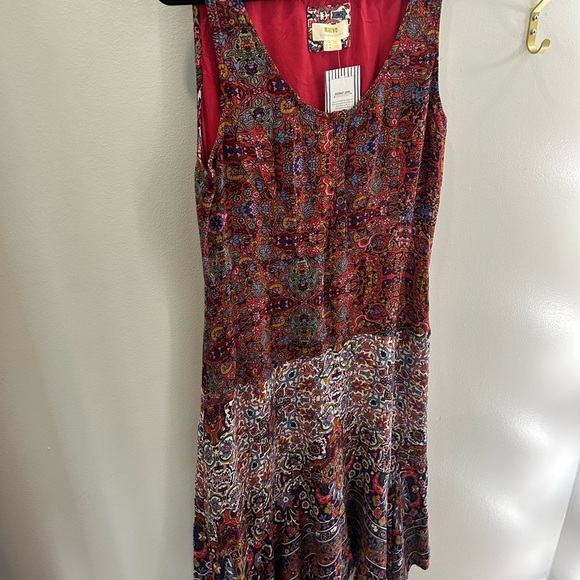 Anthropologie Maeve Violette Boho floral tank flare midi Dress size 16 - Picture 6 of 9